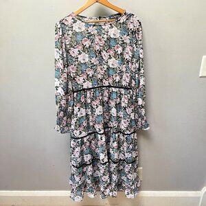 NEW‎ EN SAISON Floral Print Midi-Dress- Size M